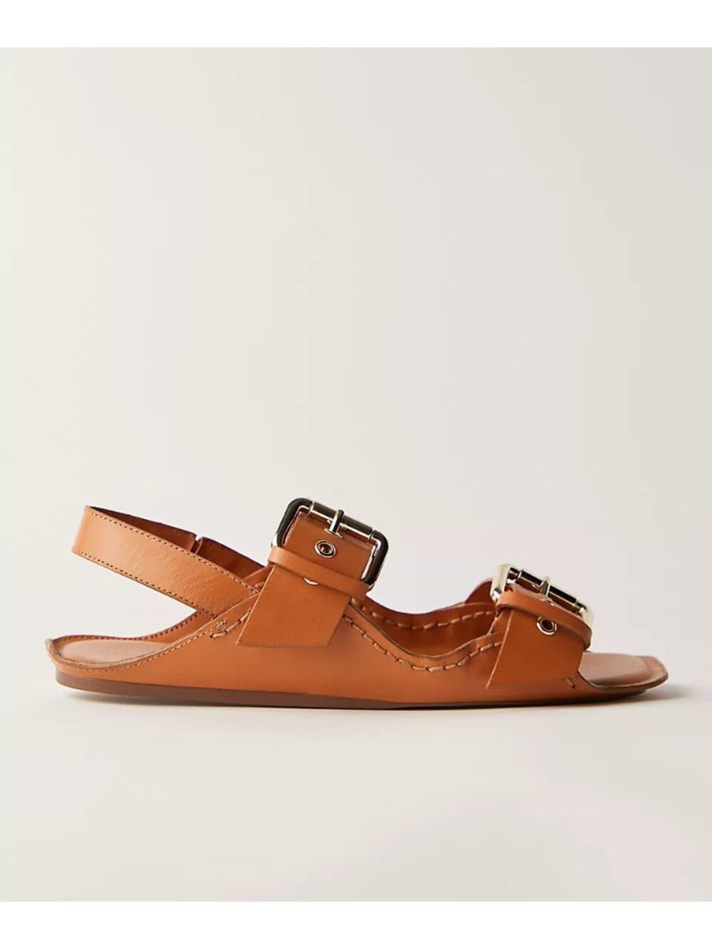 🆕 FREE PEOPLE Blossom Buckle Sandals / Luggage Leather - Picture 3 of 14